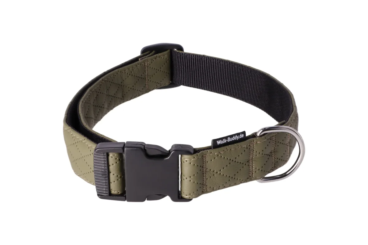 Halsband Khakigrün In Nylon Längenverstellbar Im Rautendesign